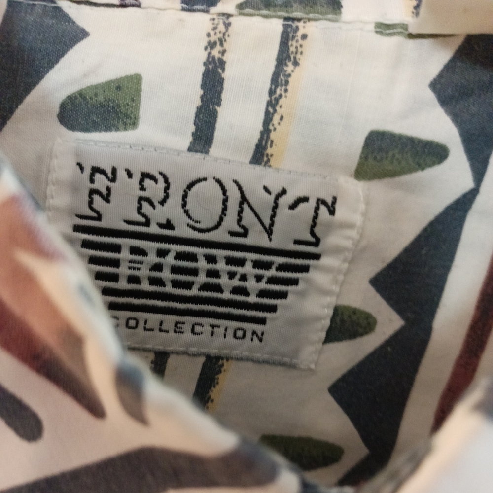 Vintage 80's Front Row Aztec Print Button Shirt Lg - image 5